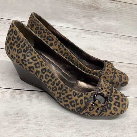 Sofft Womens Leopard Animal Print Closed Toe Dress Shoe Size 10M Heel - Picture 1 of 11